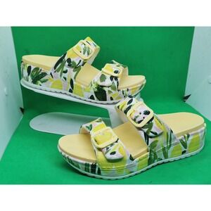 Dansko Kandi Double-Strap Slide Sandals Yellow Cushioned Arch Women Size 7 /37